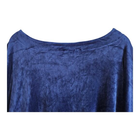 WOMAN WITHIN Women's Plus 26 28 Velvet Tunic Top Blue 3/4 Wide Sleeve Soft 56" - Picture 5 of 7